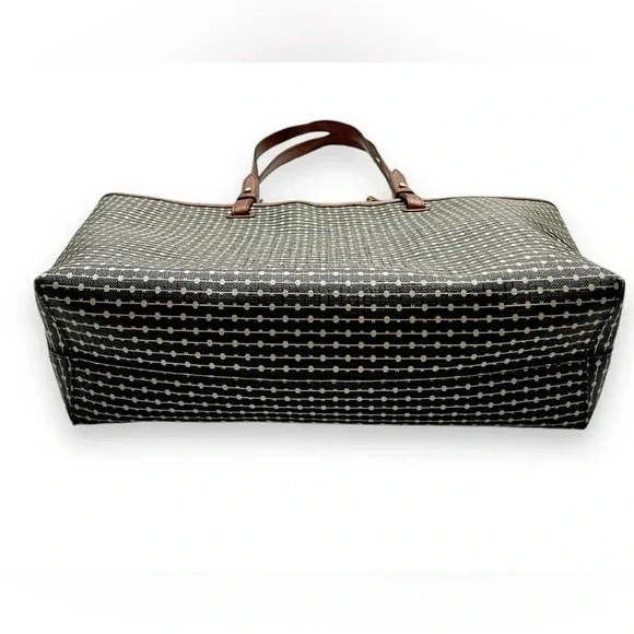 Fossil Rachel Leather Black Striped Tote Bag Purse - Picture 6 of 7